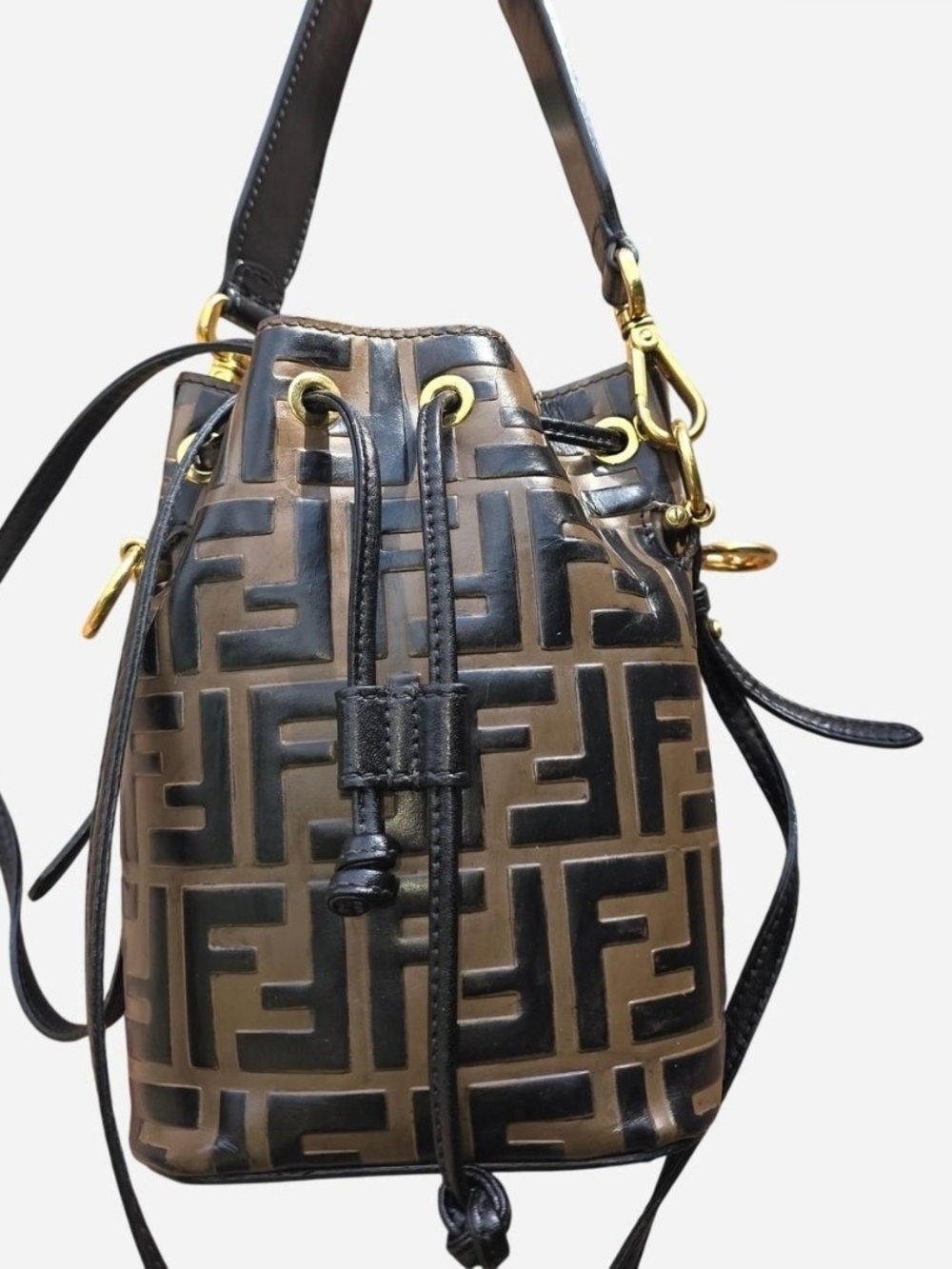 Authentic Fendi FF Tresor Mini Bucket Drawstring Bag